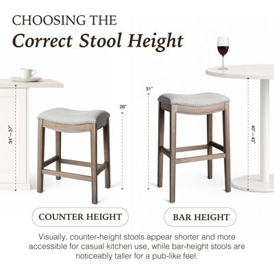 Maven Lane Adrien Backless Saddle Kitchen Stool with Fabric Upholstery
