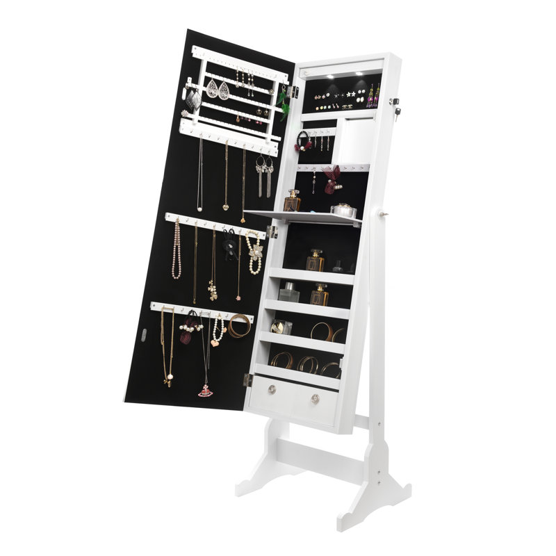 Armoire à bijoux avec miroir Neill, Blanc immaculé