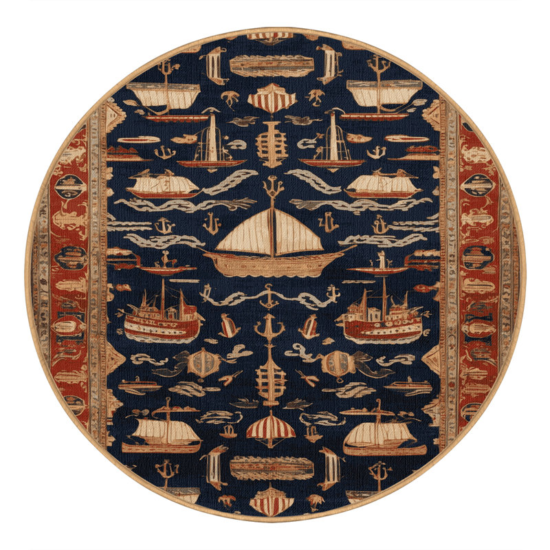 Tapis brun lavable à la machine, Rond 4 pi