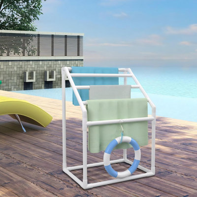 Organisateur de rangement autoportant extérieur en PVC Trapedozal, blanc