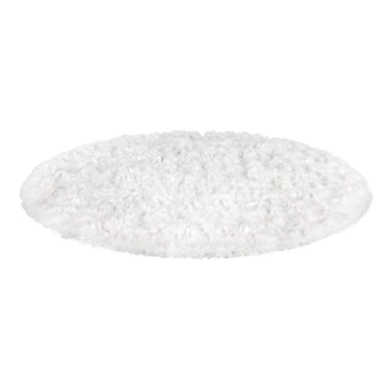 Tapis rond blanc en fausse fourrure à poils longs lavable