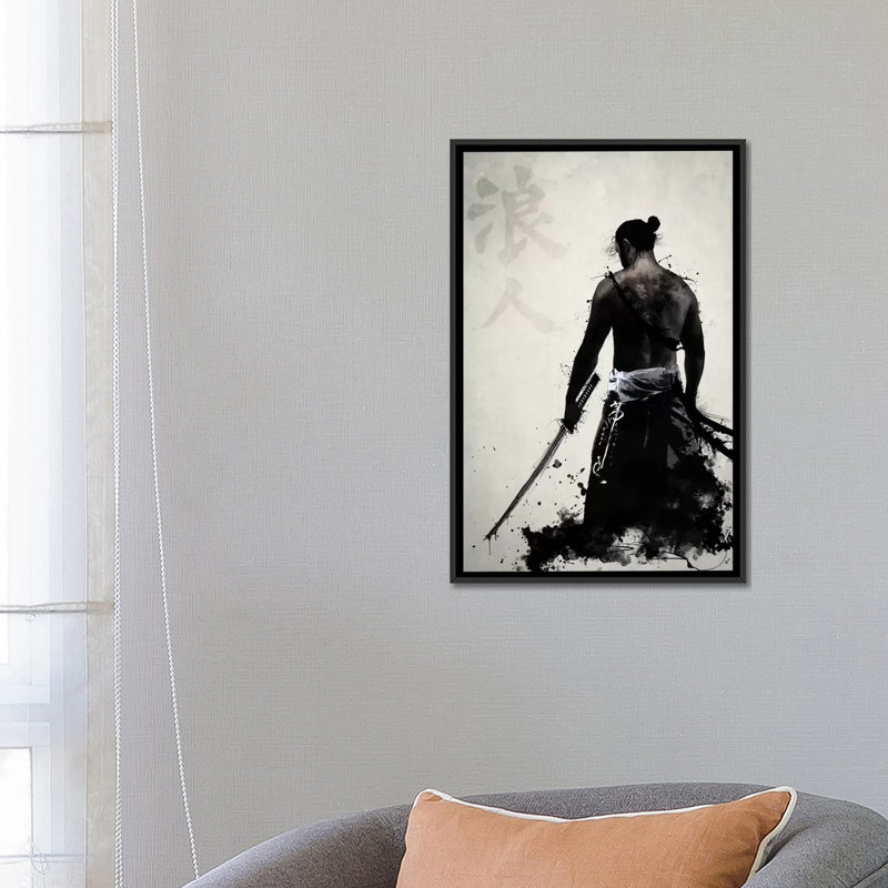 «Ronin», impression sur toile, H 26 po x l 18 po x P 1,5 po, Toile avec cadre noir, Pas de tapis
