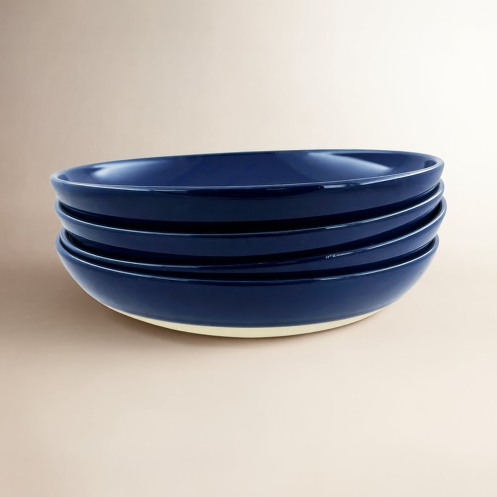 Shell Bisque Porcelain Pasta Bowl, Indigo