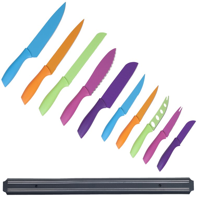Knife Set - Colorful 10-piece Stainless-steel Cutting Knives With  21.5-inch-long Magnetic Knife Holder For Storage And Organization By  Classic Cuisine : Target
