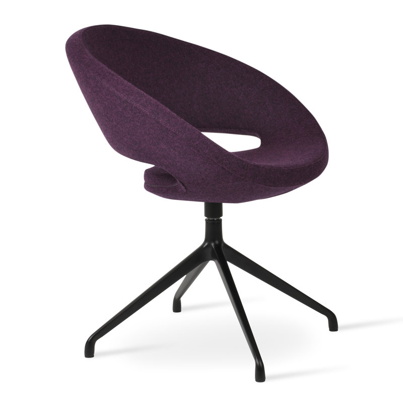 Fauteuil pivotant Crescent, Laine marron foncé, Noir