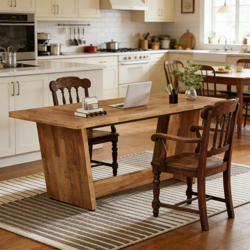 Industrial Conference Table (Not Include Stools), Walnut