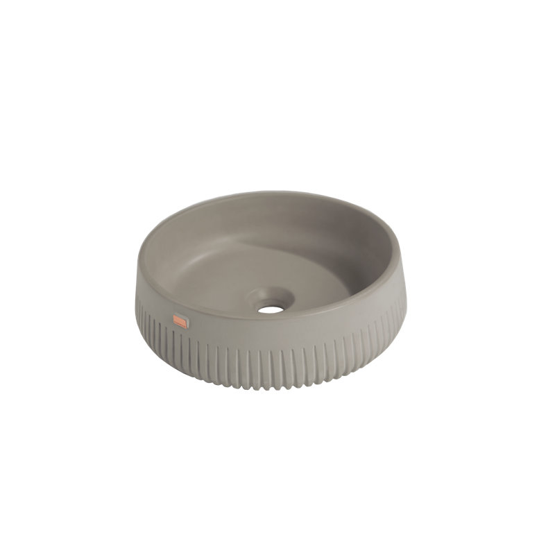 Konkretus Papua 14.5'' Concrete Circular Bathroom Sink, Rain Gray
