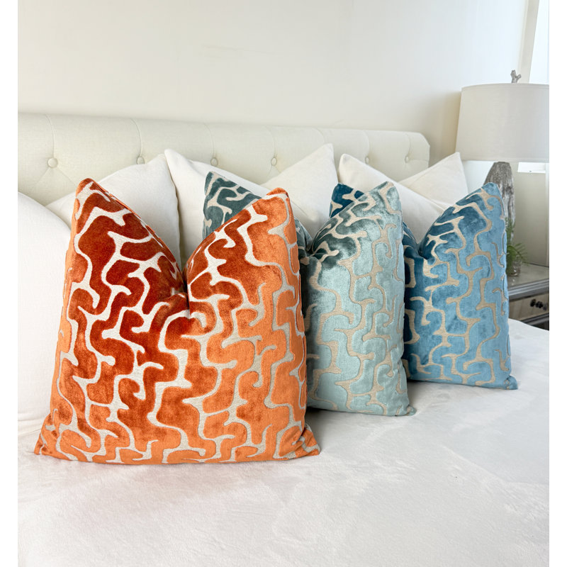 Housse de coussin Velvet Maze, Carré 22 po, Orange