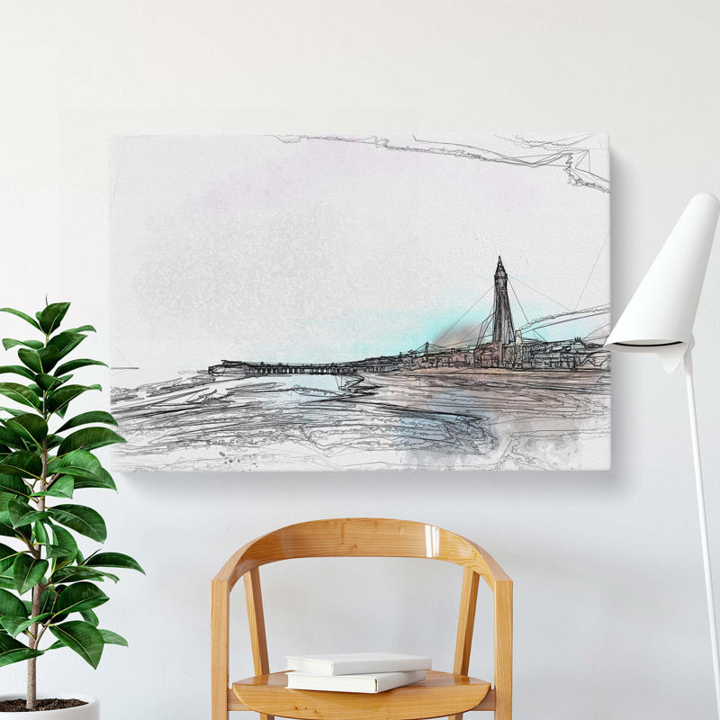 Blackpool Tower & Beach in Abstract - Wrapped Canvas, 35cm H x 50cm W x 3cm D