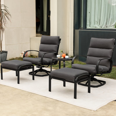 Chaise berçante pivotante avec 2 repose-pieds 3 pièces
