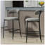 Tabouret de bar 26 po à hauteur de comptoir avec tabouret de bar et housse en tissu noir avec revêtement thermolaqué et repose-pieds-185588297