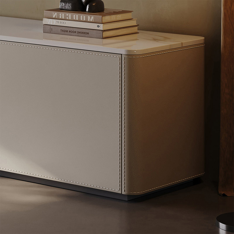 Meuble télé gris en bois manufacturé, 23.62"H x 62.99"L x 15.75"W