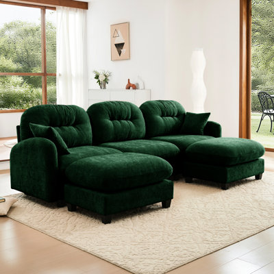 Chenille 3 - Seat Modular Sectional With , Flexible Arrangement Schemes, High Resilience Seat, , Reading Nook Ideal Spot , Chenille, Various Combination Options, , Comfortable Living Room Decor