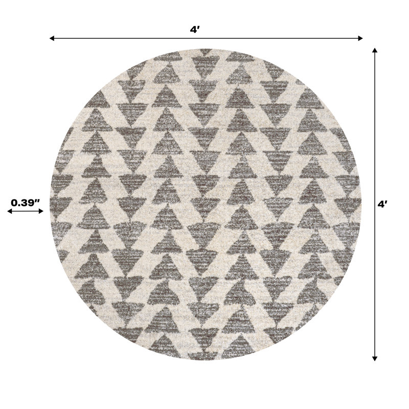 Taos Moroccan Triangle Geometric Cream/Gray Rug, Round 4'