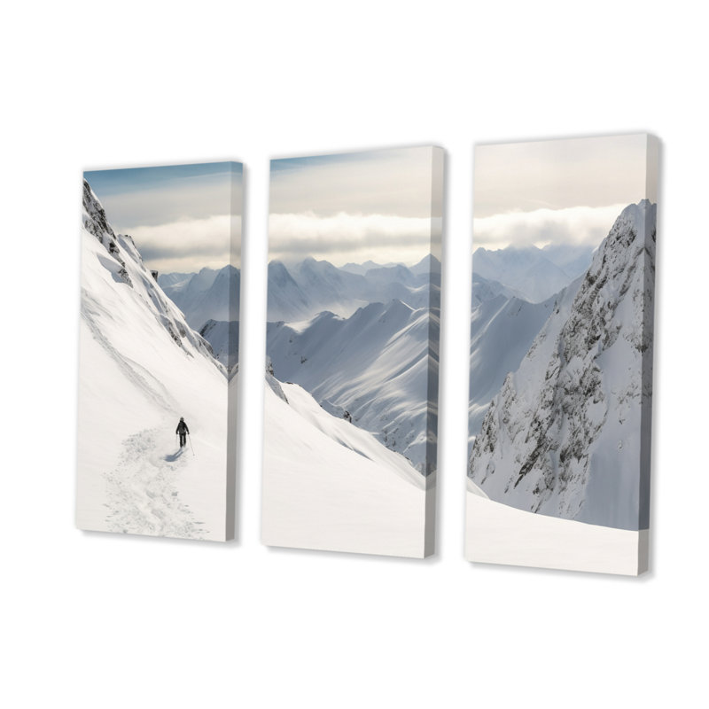 Winter Mountain Top I, impression sur toile 3 pièces, H 28 po x l 36 po x P 1 po