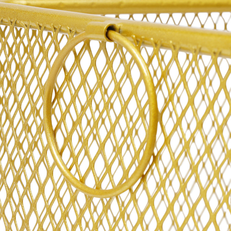 Metal Mesh Laundry Storage Cart, Laundry Basket With Wheels, Gold