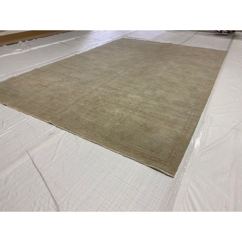 Tapis Oushak noué à la main turc anatolien rétro unique de 6 pi 0 po x 8 pi 10 po One-of-a-Kind