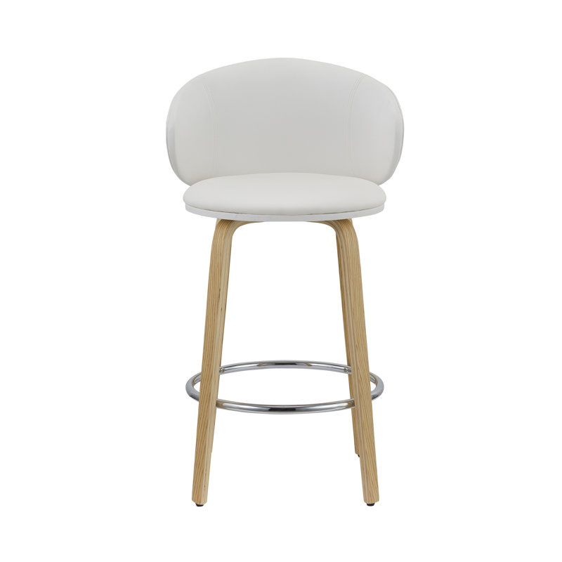 Tabouret en polyuréthane 26 po, Bois / Argent, Blanc