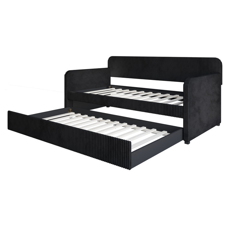 Lit de jour simple avec couchette Antonius, Noir