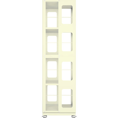 4 tablettes pivotantes, 360 roulettes, assemblage facile, grande taille, faible encombrement, idéal pour ranger des livres, étagère réglable, mouvement fluide, bibliothèque haute capacité