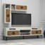 Ensemble de mobilier de salon moderne (3 pièces), finition noyer et crème | Comprend un meuble télé (70,9 x 20,5 x 13,8 po), 2 tablettes murales (10,8 x 33,1 x 7,9 po), une table basse (41,3 x 13,6 x 23,6 po) | Panneau de particules enduit 100% mélamine, design élégant et fonctionnel-866757459