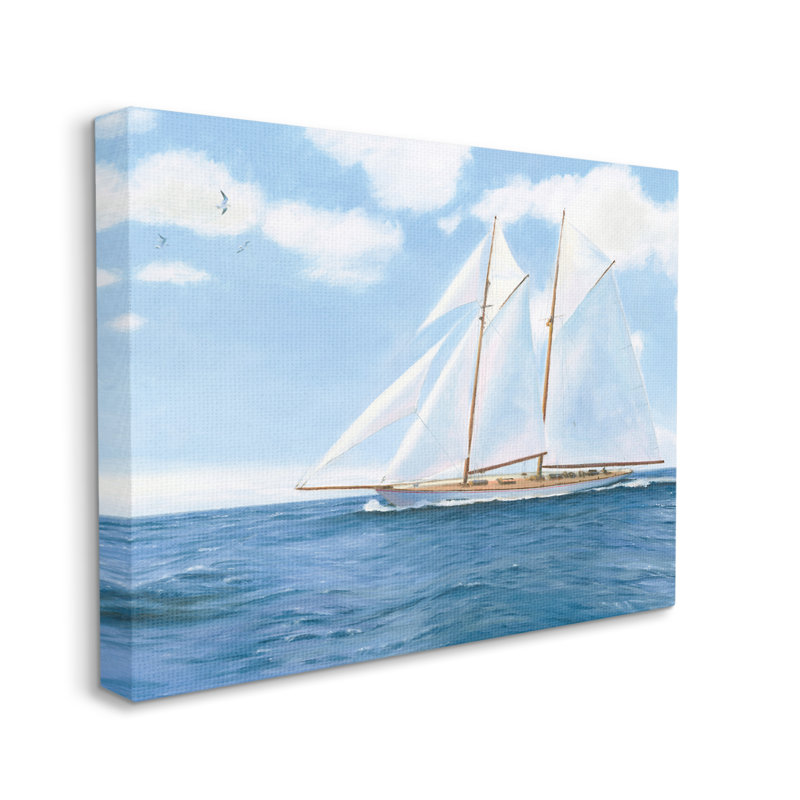 Breakwater Bay, voilier nautique bleu, estampe numérique de James Wiens, H 30 po x l 40 po x P 1,5 po