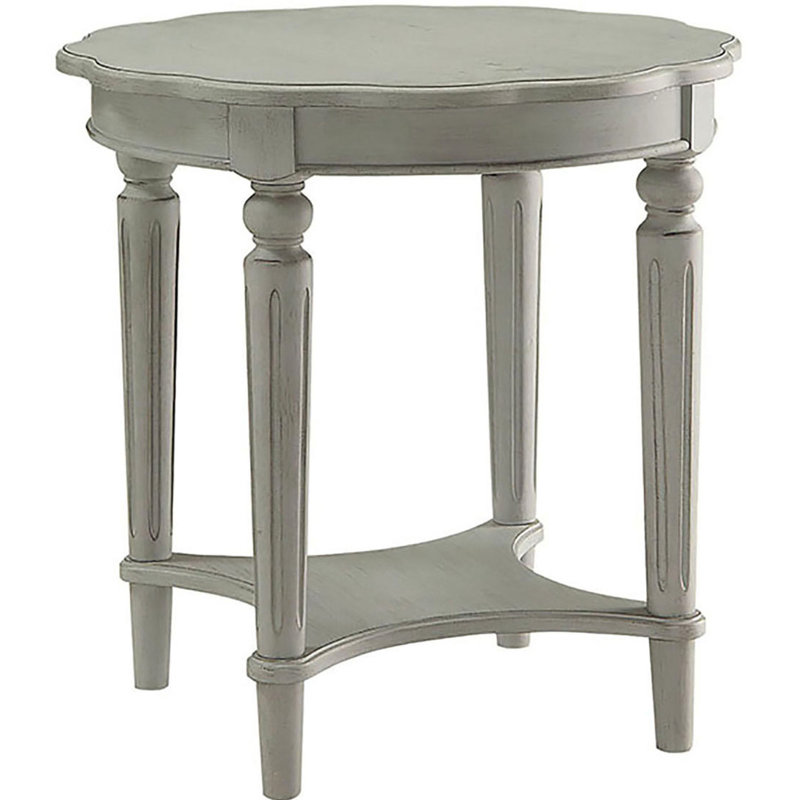 Table de bout en ardoise antique avec tablette - look moderne classique et panier