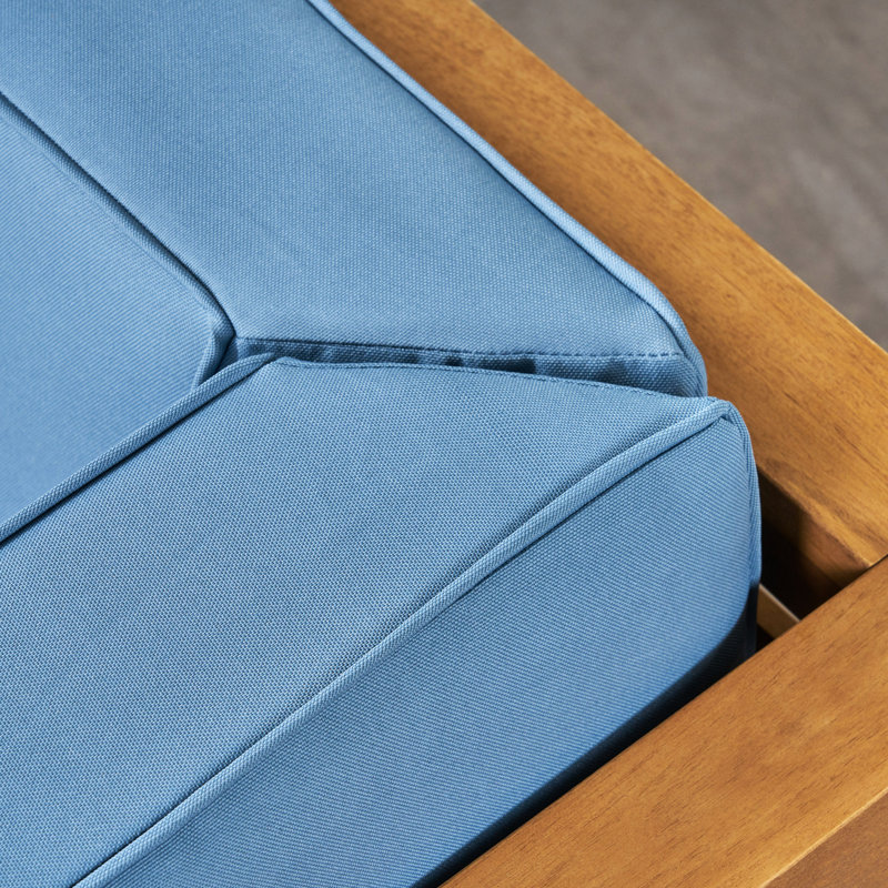 Ensemble de 2 fauteuils club de style Mid-Century Modern - Bois, Bleu noyer