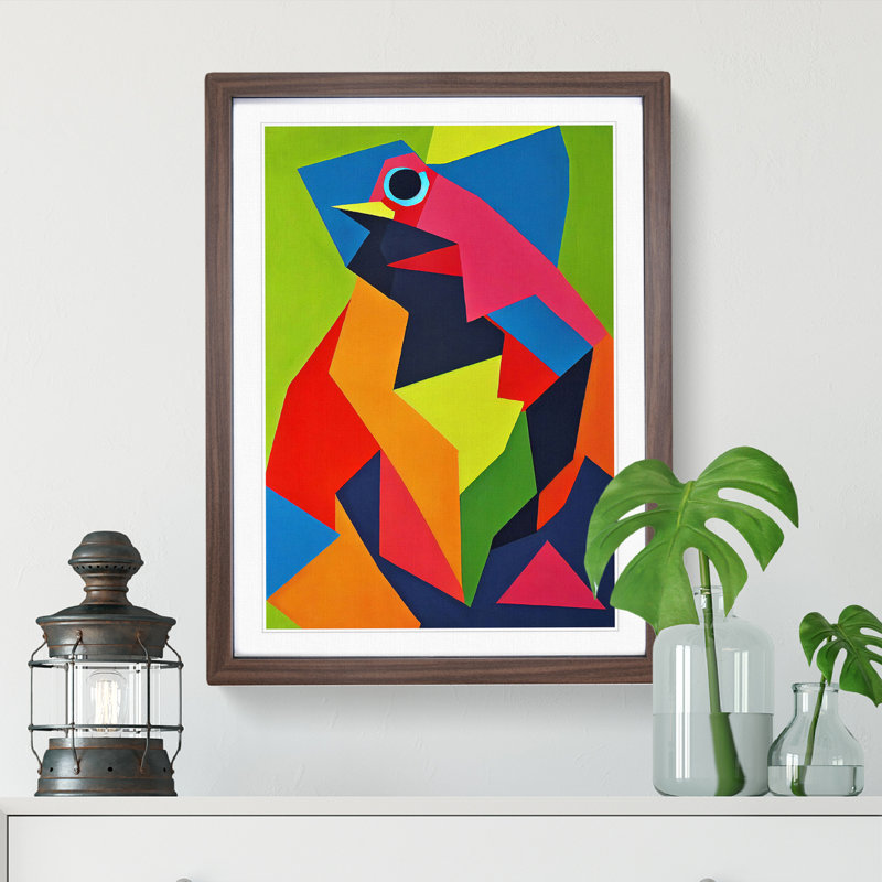 Bird In Abstract No.2 - Single Picture Frame Print, 46cm H x 34cm W x 2cm D, Walnut