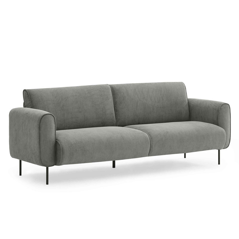 213.2Cm Round Arms Sofa, Grey