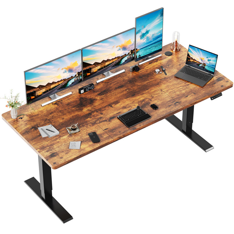 110/130/150 Cm W T-Shaped Standing Desk, Black, 150 cm W x 60 cm D, Brown