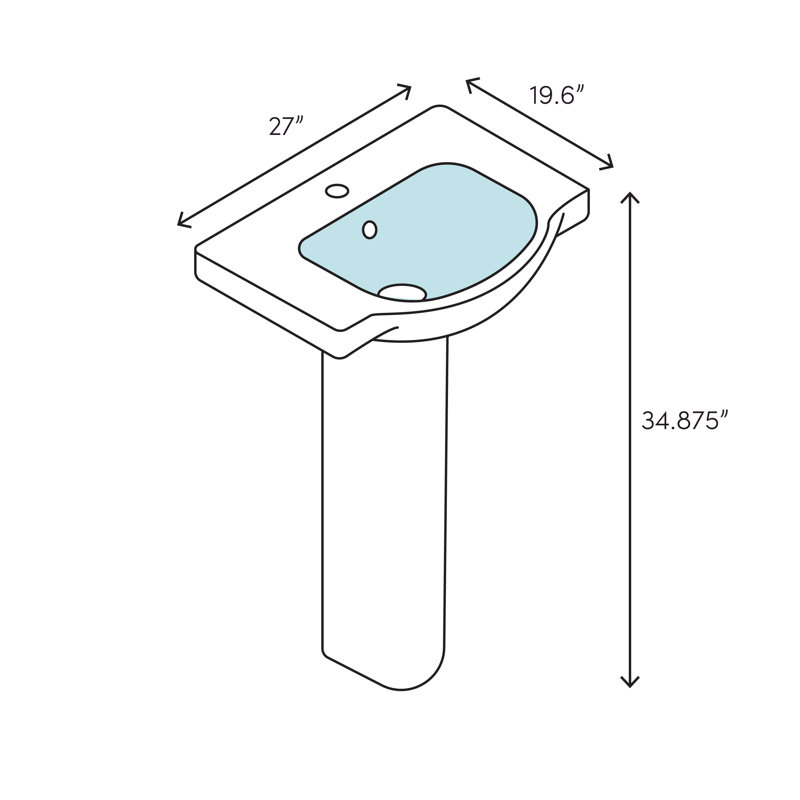 TOTO® Clayton® Rectangular Pedestal Bathroom Sink for Single Hole Faucets, Ebony, Ebony, Single