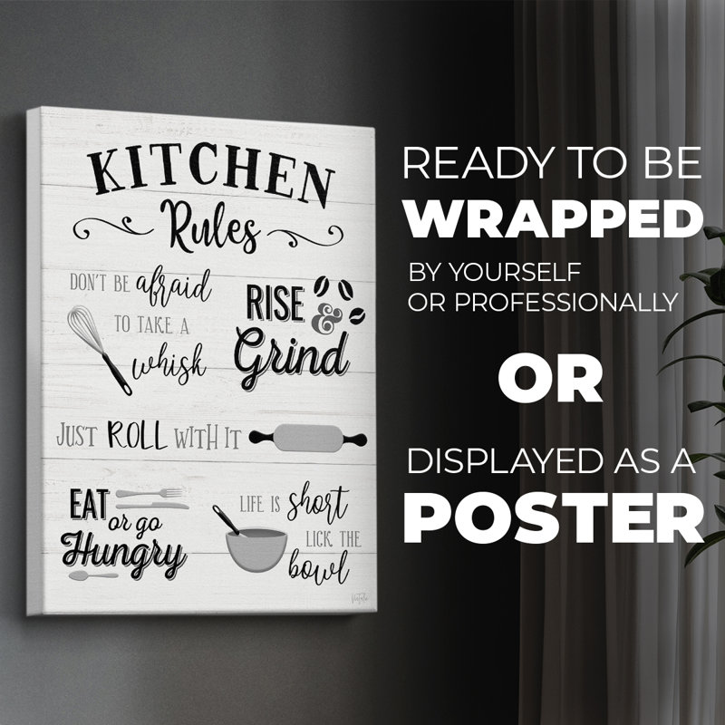 Rules of the Kitchen - Impression sur toile seulement - NON-CADRE, H 18 po x l 12 po
