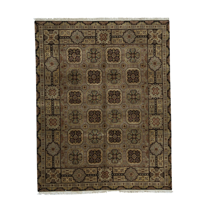 Tapis noir et noir de haute qualité noué à la main