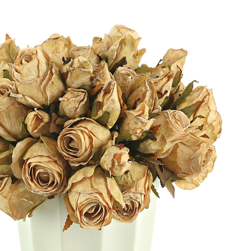 Polysilk Rose Arrangement in Pot, Brown