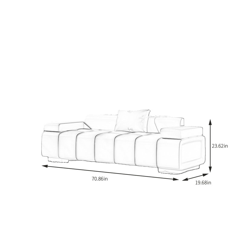 Banc rembourré en cuir, H 23,62 po x l 70,86 po x P 19,68 po, Crème