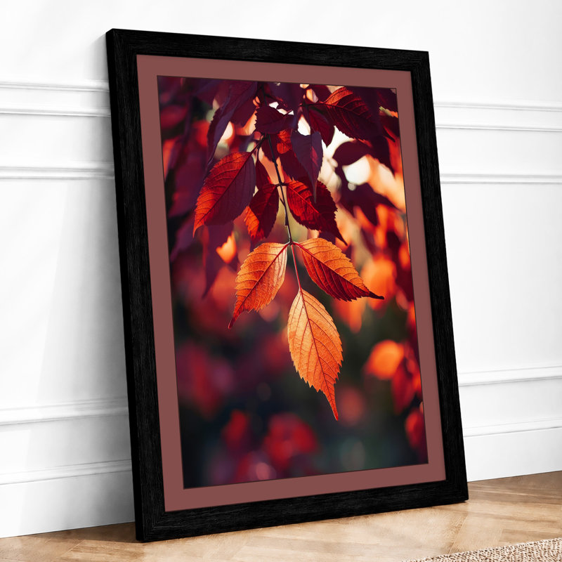 Autumn Leaves in Gold Botanical - Framed Print, A4 - 29.7 x 21.0 cm, Black