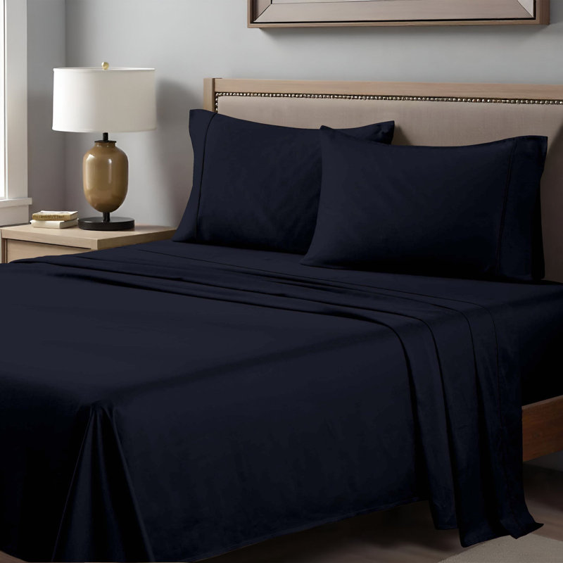 Ensemble de draps en satin de coton égyptien peigné de qualité supérieure à densité de tissage de 400 fils Superior, Double