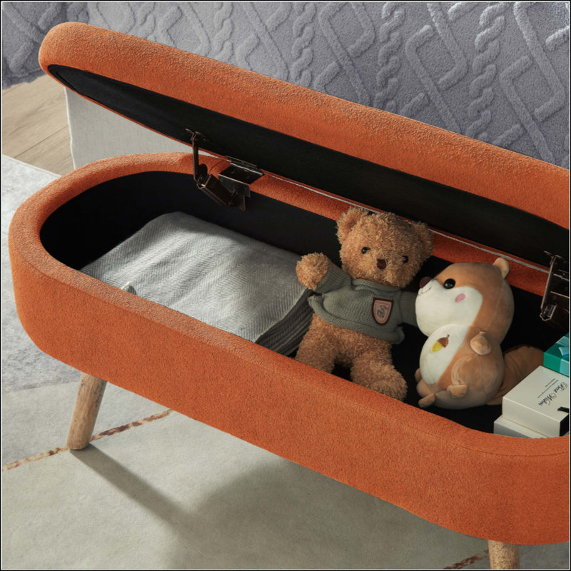 Banc de rangement avec repose-pieds ovale Luxury, Orange