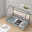 Lits simples en pin gris durable avec cadre de maison élégant