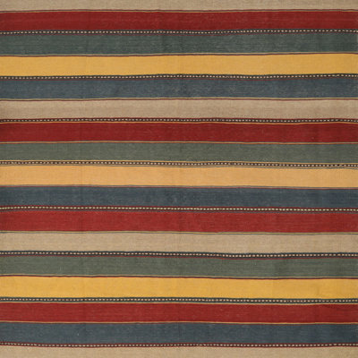 Tapis rouge/beige/bleu contemporaine Flaxville