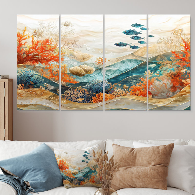 Avanell - décoration murale corail - art mural moderne, H 32 po x l 64 po