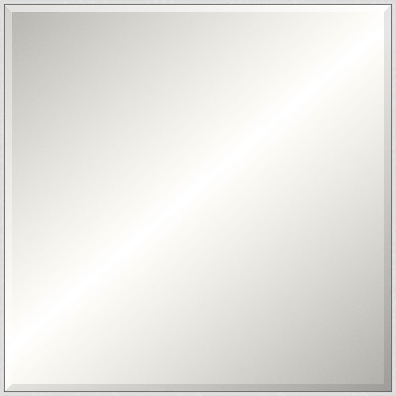 Floater 2 Solid Wood Beveled Mirror, 37.25" x 37.25", Silver, Square