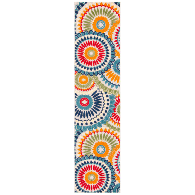 Dellie Performance Geometric Indoor/Outdoor Area Rug, Runner 2'2" x 13'