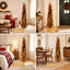 Sapin de Noël pliable et lumineux de 1,5 m, en forme de crayon, avec 50 lumières DEL blanc chaud et base pliable, disponible en 2 couleurs.-637879043