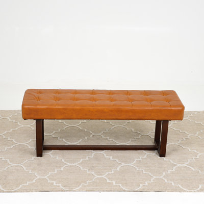 Genuine Leather Upholstered Bench