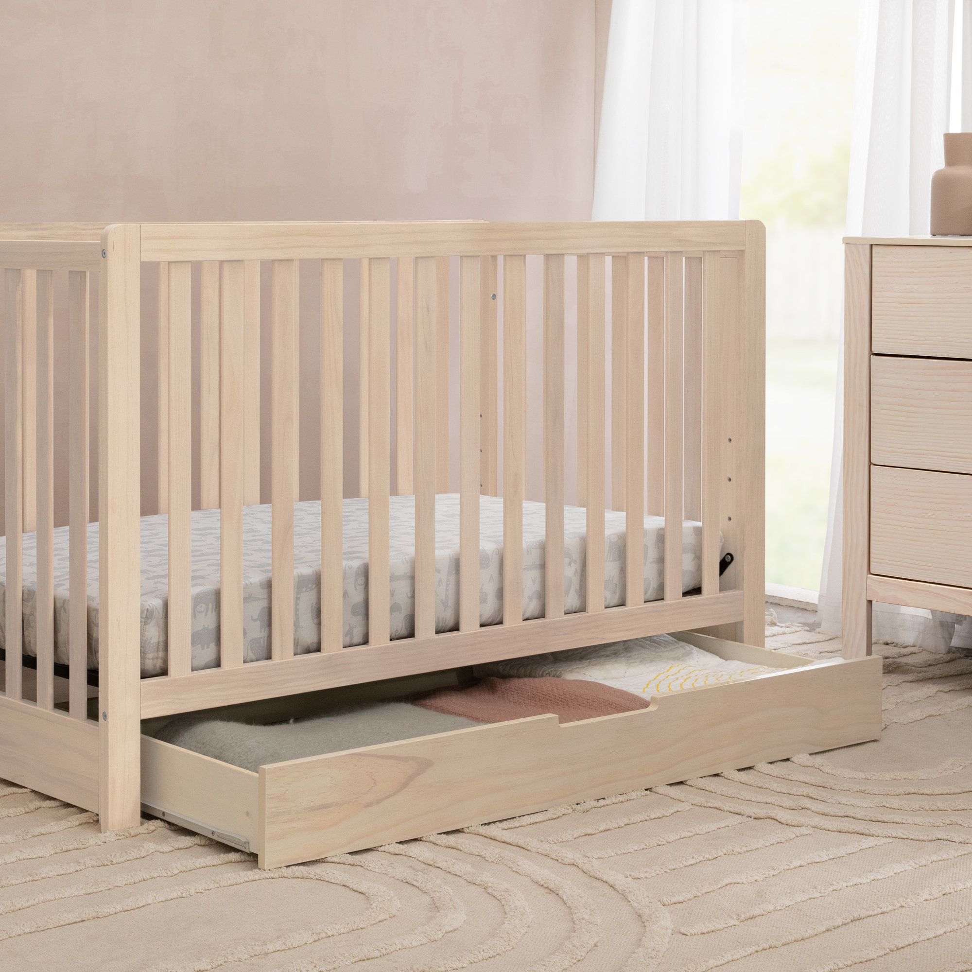 Colby 4-in-1 Convertible Crib with Storage  , Washed Natural