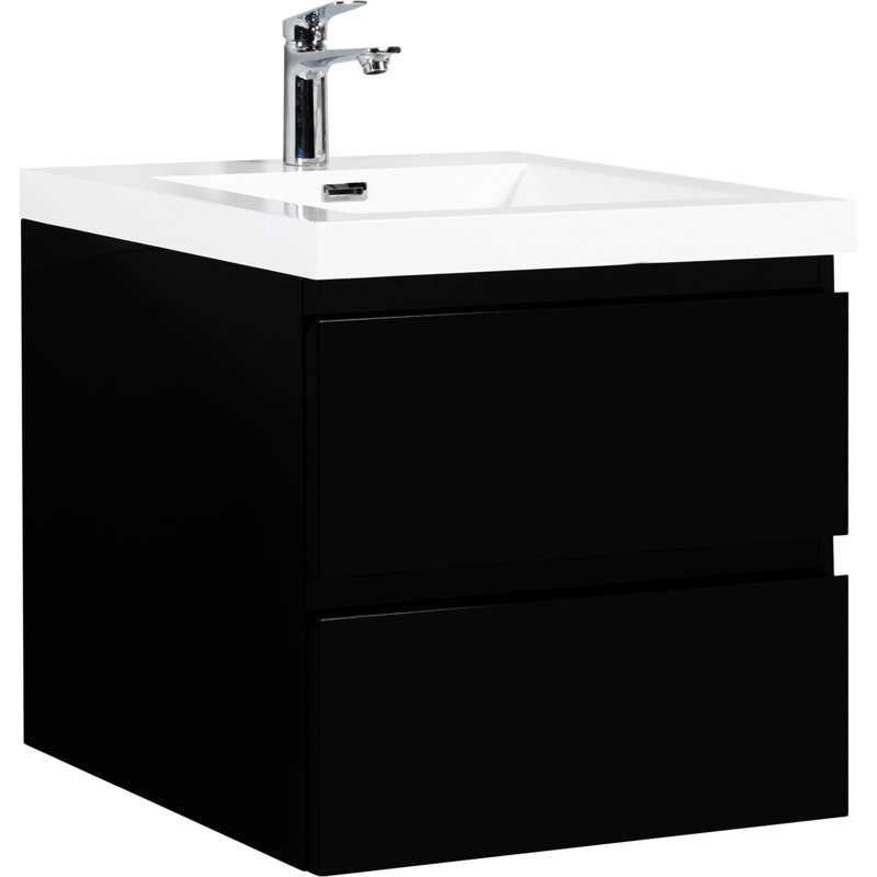 Meuble-lavabo 24 po avec résine et tiroir, Noir