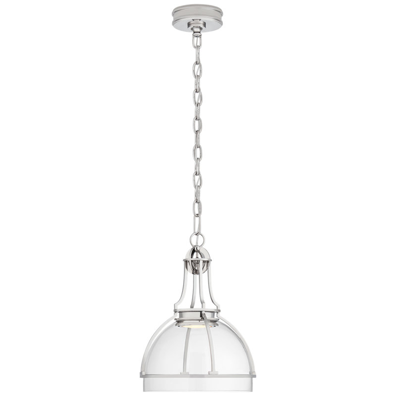 Gracie Medium Dome Pendant by Chapman & Myers , Clear, Polished Nickel