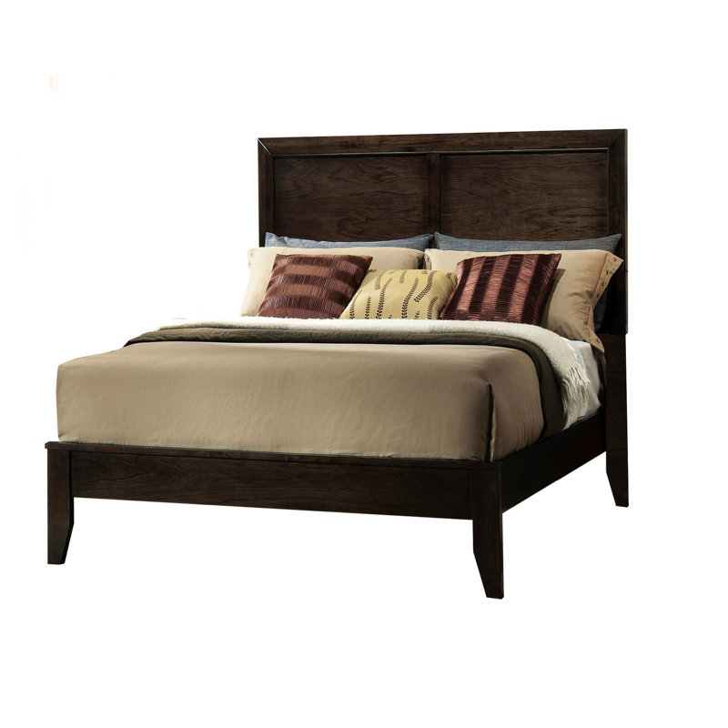 Queen Panel Bed With Rectangular Headboard And Side Rails For Finish Low Profile Strong Build Elements